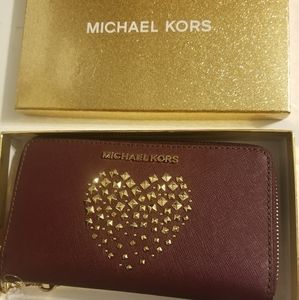 Michael Kors Studded Heart Wristlet Wallet